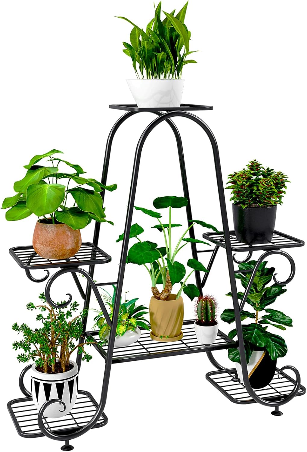 Plant Stand 6 Tier Metal Plant Stands for Indoor Outdoor Plants Multiple Tiered Tall Iron Plant Shelf, Black Plant Rack, Heavy Duty Flower Pot Holder for Corner, Patio, Living Room