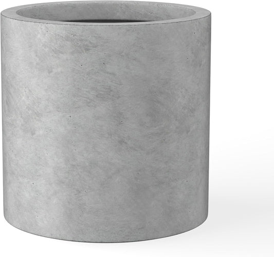 Kante 12.6" Dia Round Concrete Planter, Modern Style Large Cylindrical Plant Pot with Drainage Hole and Rubber Plug for Indoor Outdoor Patio, Natural Concrete