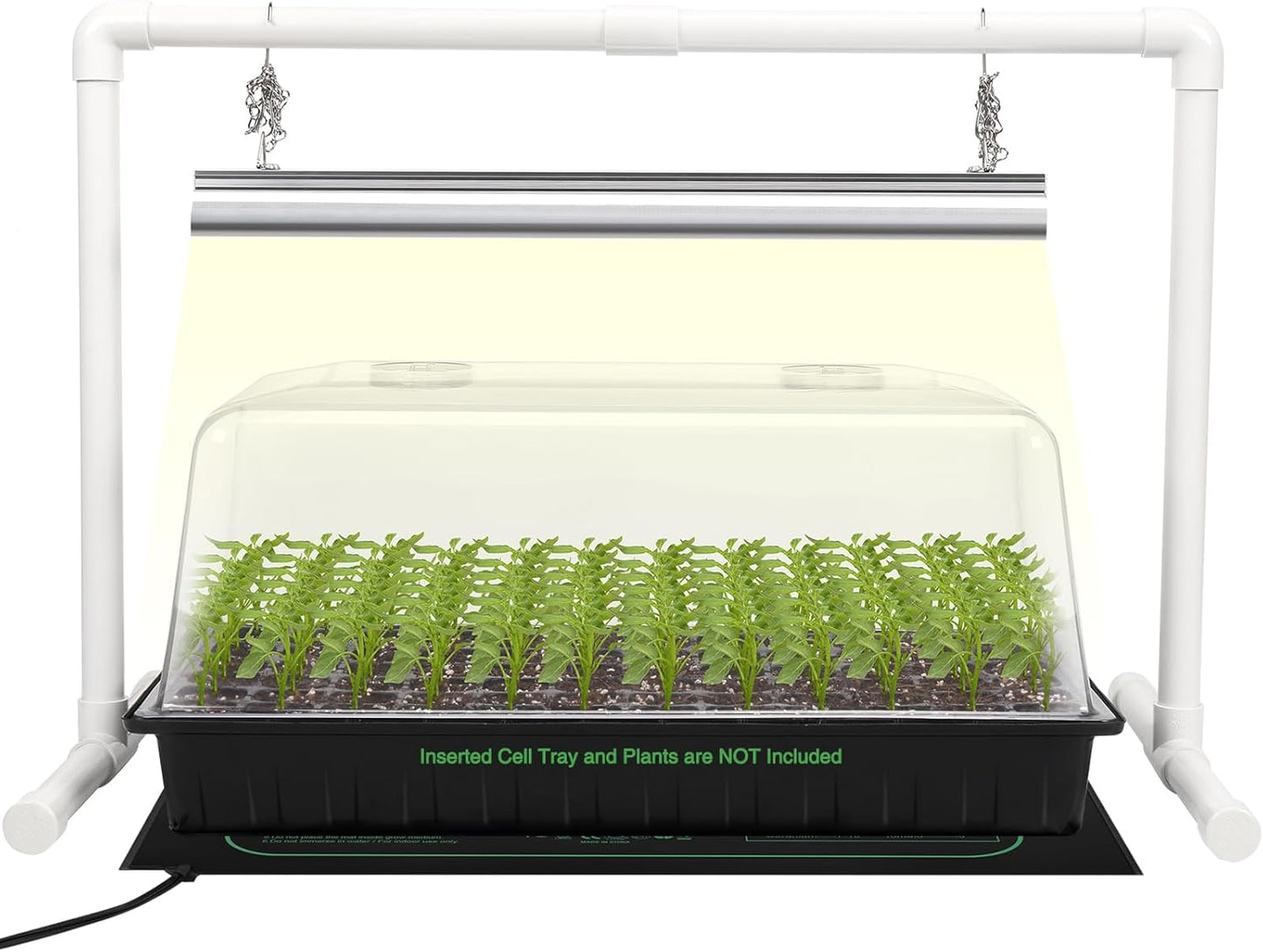 [Upgraded 1020 Size] Soligt Seed Starter Kit with Grow Light and Heat Mat - Strong Seed Starter Tray, 7" Humidity Dome and Grow Light Stand for Seed Starting, Seedling Germinating & Plant Propagating