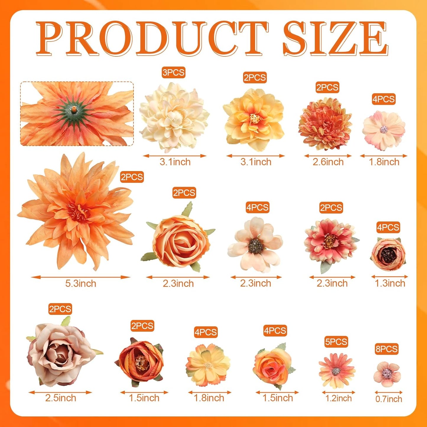 YYHUAWU Faux Flower Heads Mini Artificial Flower Heads Fake Peony Daisy Rose Flowers Multicolor Small Silk Daisy Flower Heads for Craft Garland Wedding Party DIY Home Decoration