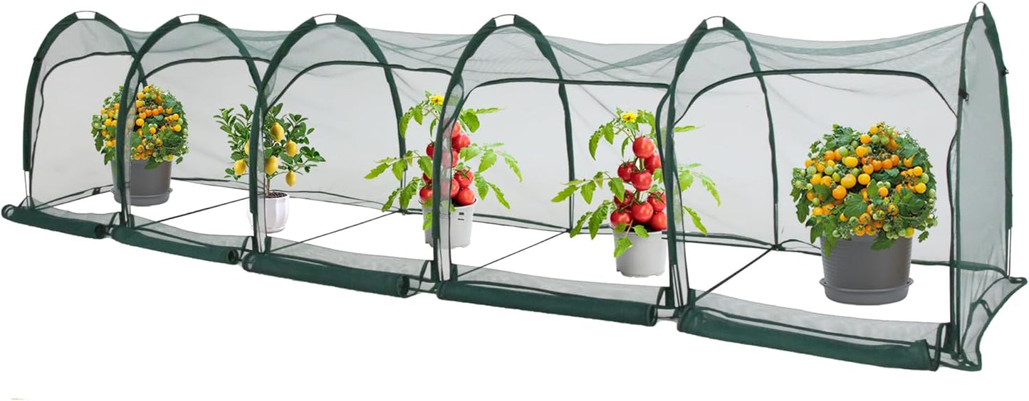 Flexible Net Grow Tunnel - Garden Greenhouse Mesh Cover Growhouse Cloche for Protecting Fruit Vegetables Plants Cultivation (5M)