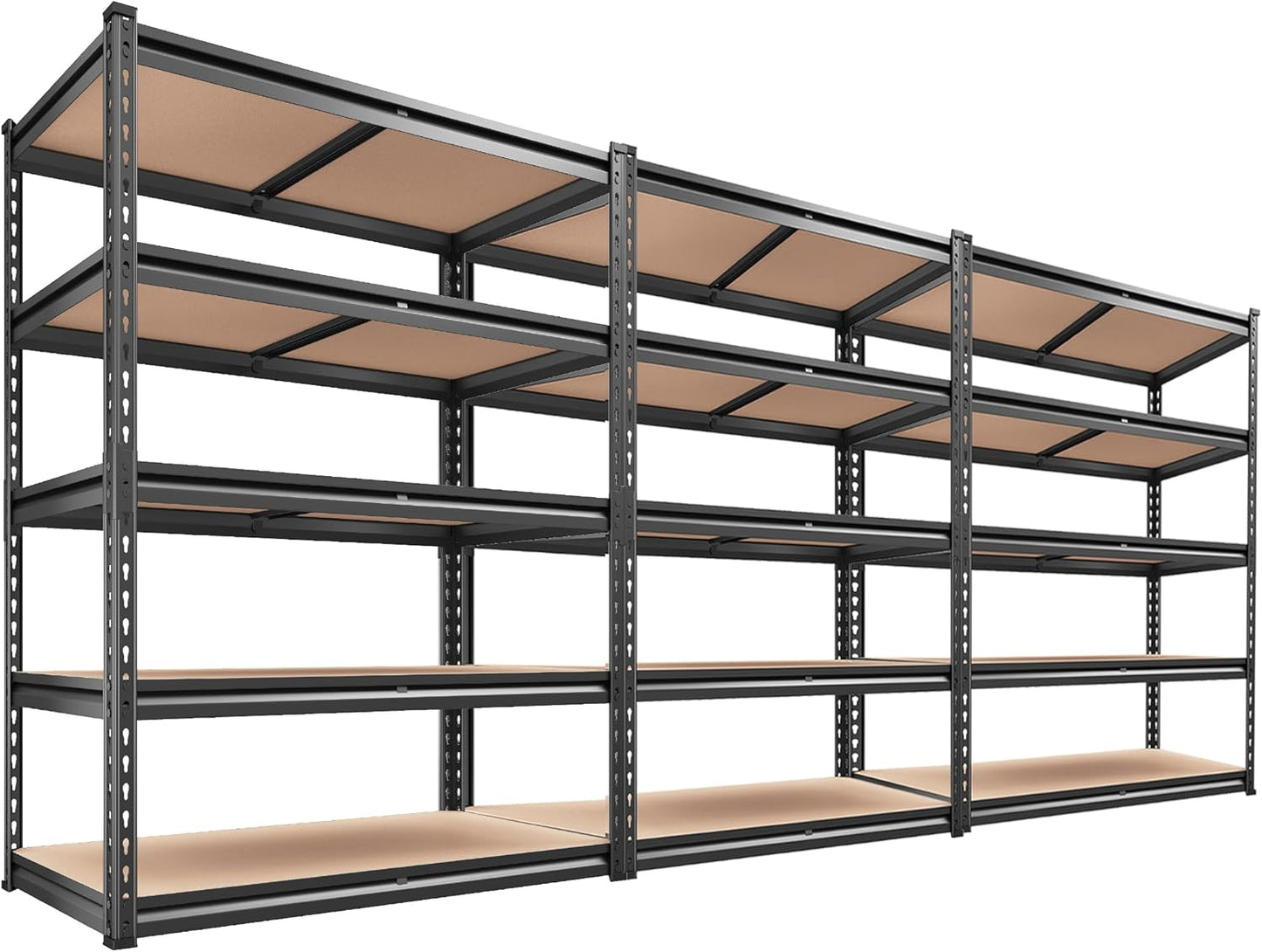 REIBII 2000LBS Garage Shelving Heavy Duty 72''H Storage Shelves 5 Tier Heavy Duty Shelving, Adjustable Metal Shelves for Garage Pantry Closet Kitchen Basement 35.5" W x72 H x 15.8" D, 3 Pack