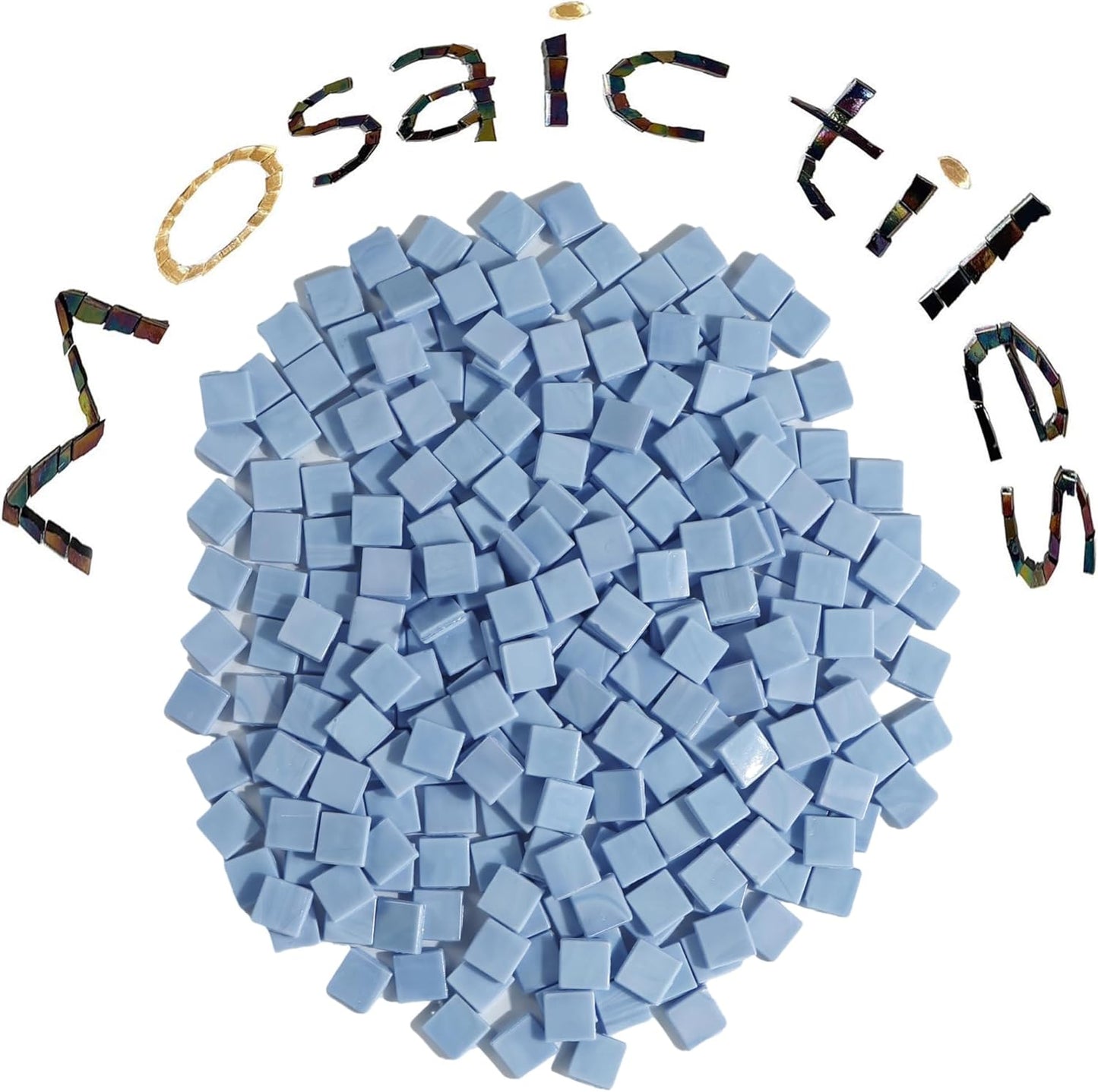 SMEIINIK 500g/1.1lb Bulk Iridescent Color Mosaic Tiles for Crafts,Square Glass Mosaic Pieces for Mosaic Works,Mosaic Making Supplies for DIY,Mosaic Materials (AJ18-28)