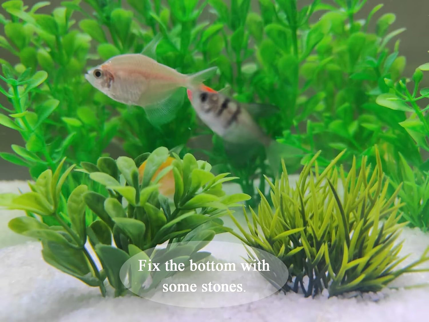 AQUANEAT Artificial Fish Tank Plants, Plastic Aquarium Decorations, Green Accessories, 10pcs