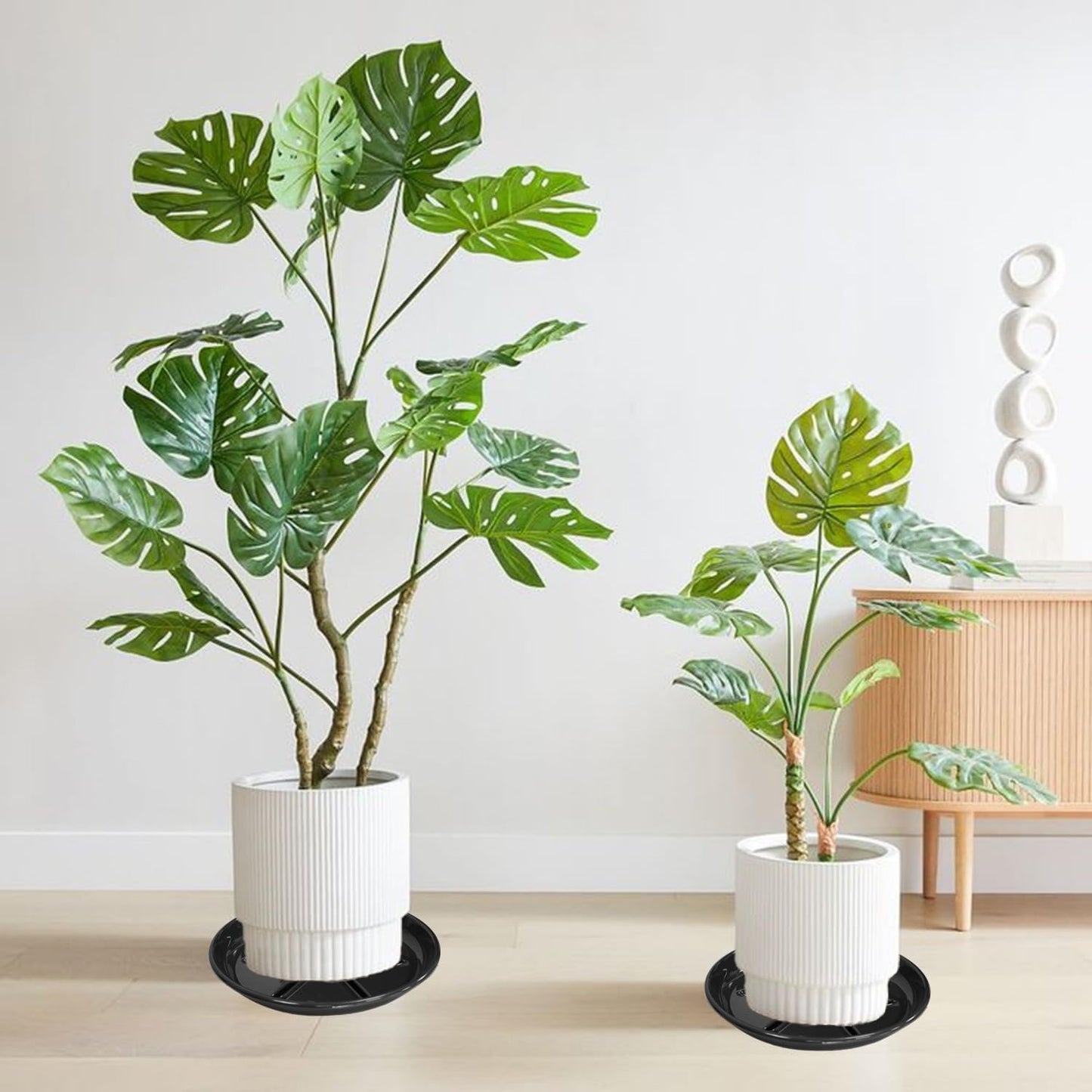 6 Pack of 12 inch Plant Saucer, Large Heavy Duty Plastic Plant Saucers Round, Plant Drip Trays for Indoors Outdoor, Plant Water Tray for Planters, Black