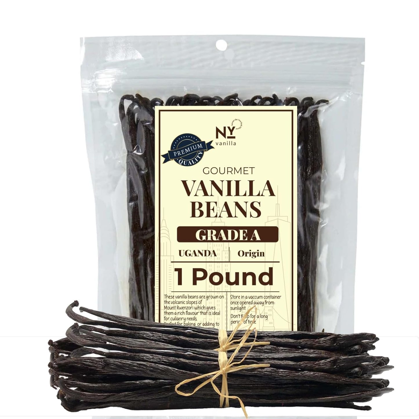1 LB Bulk Vanilla Beans Grade A + | Vanilla Bean Pods For Making Extract | Non-GMO | Perfect For Baking, Cooking, & Desserts | 6-8 Inches. NYVanilla.