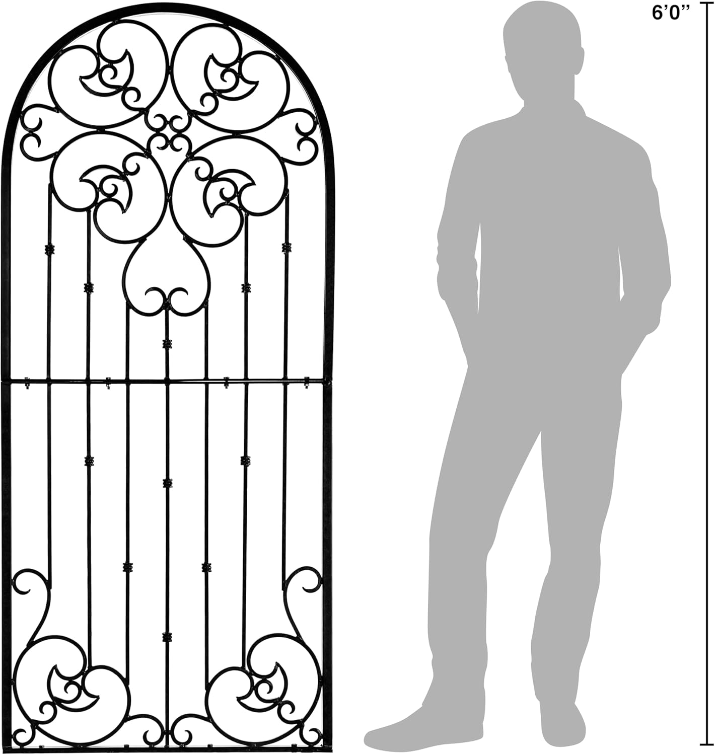 H Potter Large Garden Trellis Wrought Iron Heavy Scroll Metal Decoration Model GAR545 (Large Black)