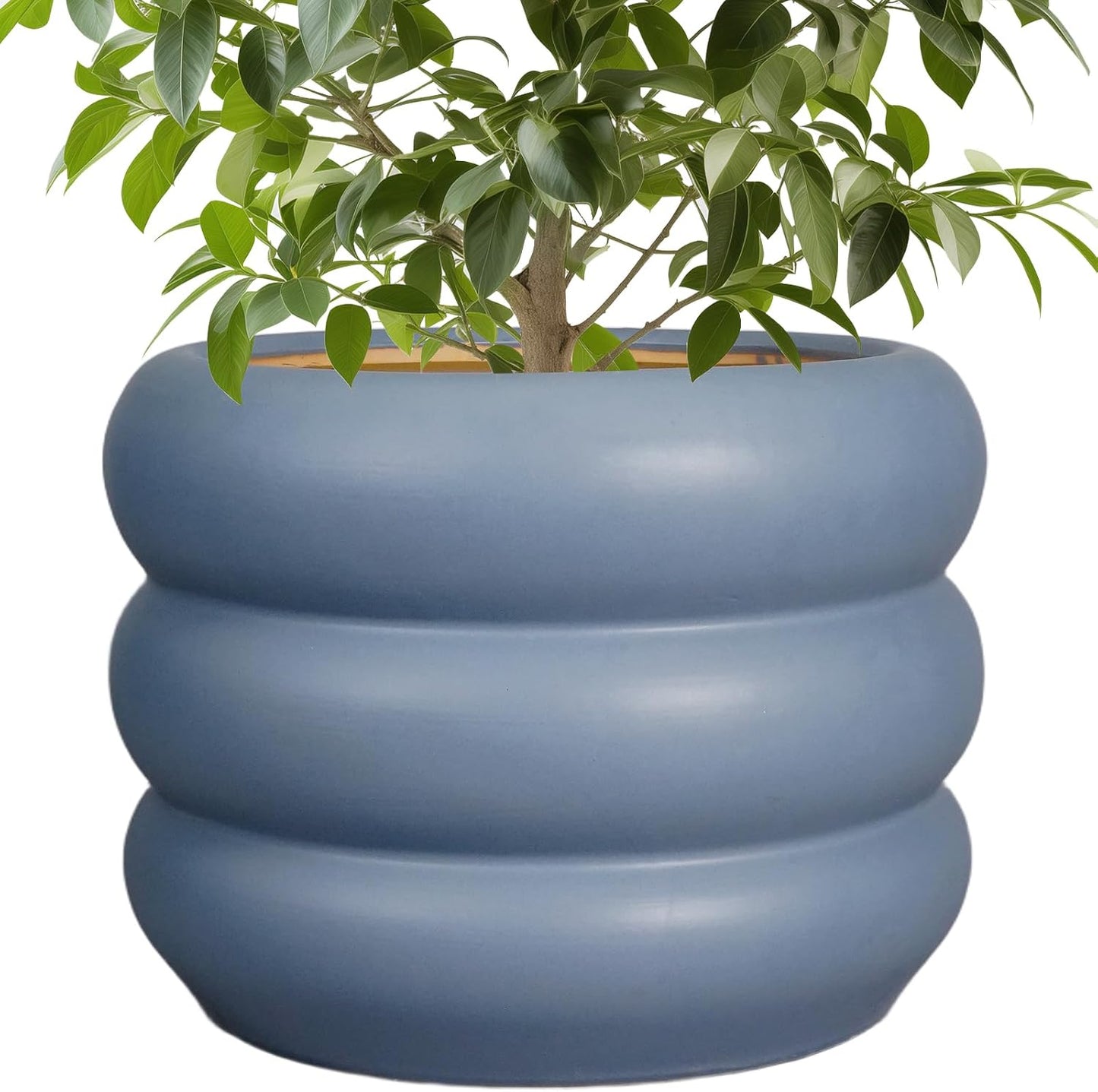 SQOWL 10 Inch Plant Pot Indoor - Ceramic Plant Pot with Drainage Hole Large Outdoor Planter Unique Flower Pot Modern Round Planter for Front Door Decor Gray