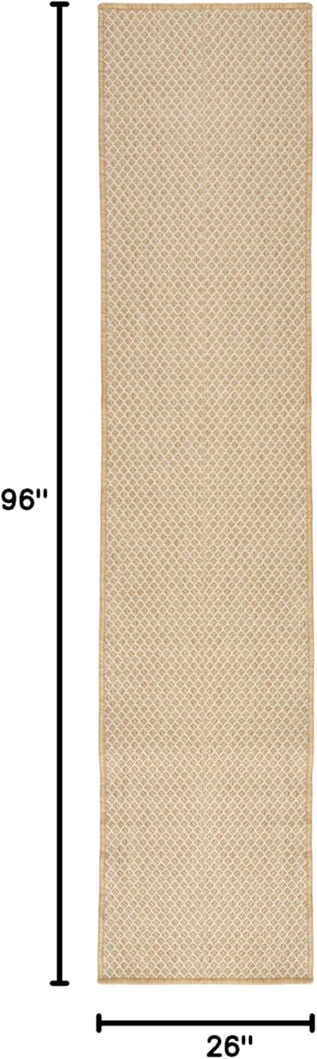 Nourison Home Courtyard Natural 2'2" x 8' Area Rug - Easy Clean, Non Shedding, Bed Room, Living Room, Dining Room, Kitchen (8' Runner)