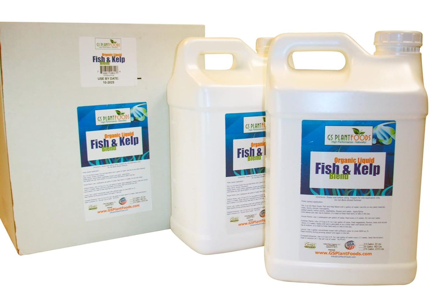 Omri Listed Fish & Kelp Fertilizer by GS Plant Foods (5 Gallons) - Organic Fertilizer for Vegetables, Trees, Lawns, Shrubs, Flowers, Seeds & Plants - Hydrolyzed Fish and Seaweed Blend (5 Gallon)