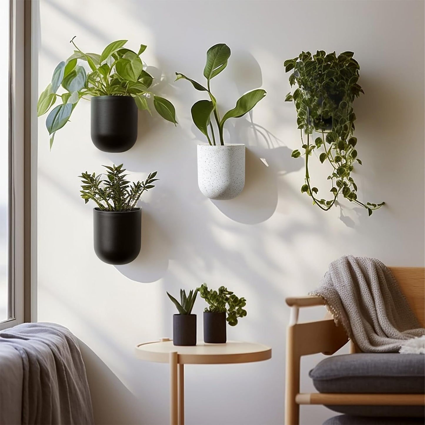 La Jolie Maison Wall Hanging Planters for Indoor Plants, Hanging Flower Pots for Air Plants Succulent, Set of 2, 6 Inch