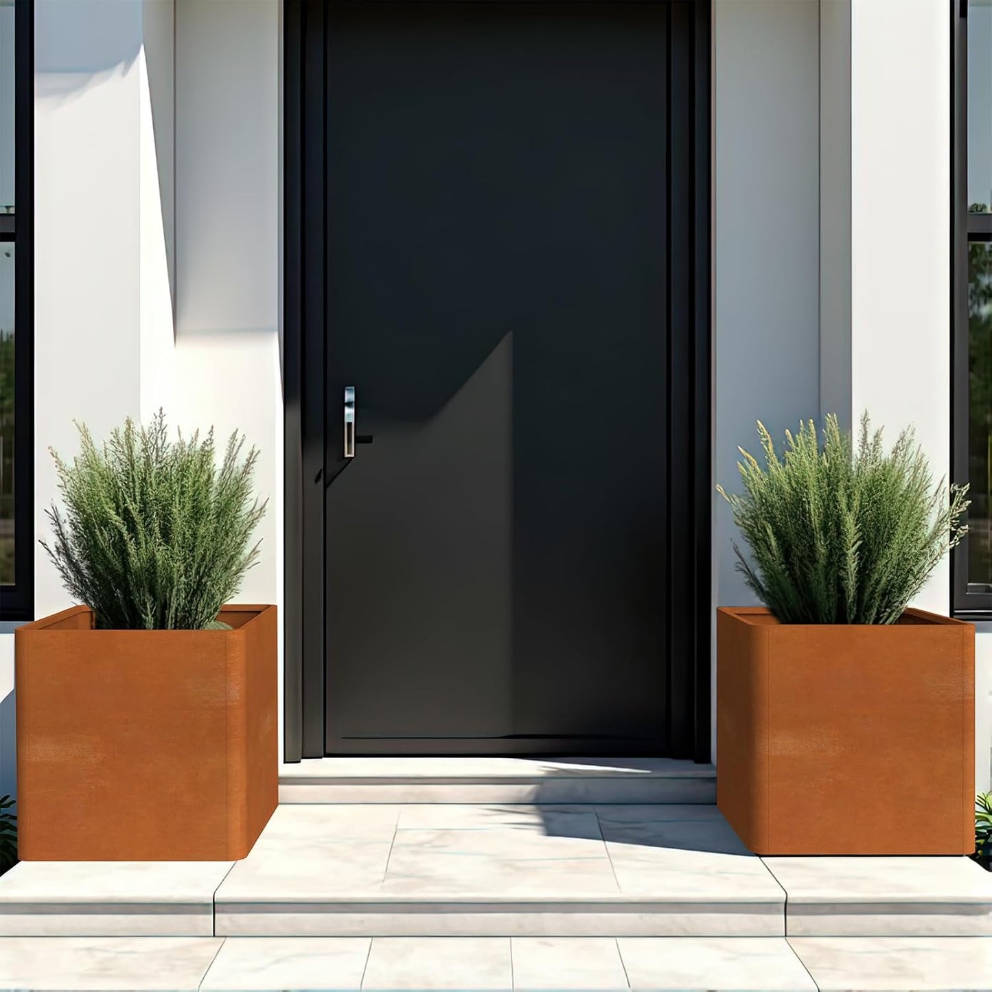 Corten Steel Planter Box 20" L x 20" W x 20" H,Large Metal Square Planter for Outdoor Plants,Metal Cube Flower Pot with Drainage Hole for Porch Hotel Patio Yard