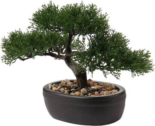 Artificial Bonsai Tree Juniper Faux Plants Indoor Small Fake Plants Decor with Ceramic Pots for Home Table Office Desk Bathroom Shelf Bedroom Living Room Farmhouse Decorations