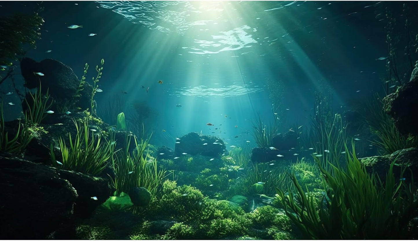 Underwater Fish Tank Background Under The Sea Aquarium Background Ocean Floor Aquatic Plants Fish Tank Backgrounds Deep Sea Sunray Tropical Aquarium Fish Reptile Tank Backgrounds 48x20in