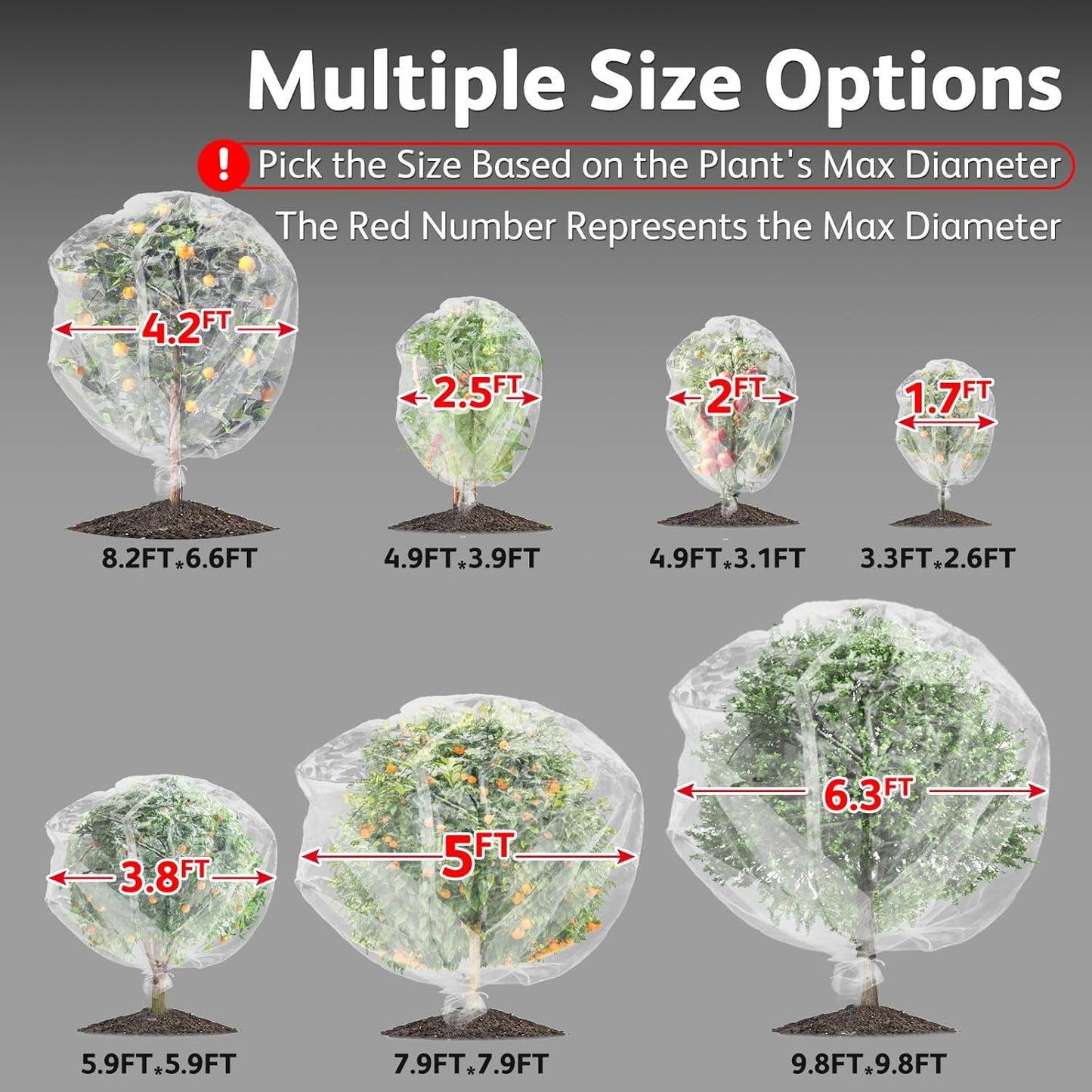 JOJOLEE Fruit Tree Netting for Garden Protection, 2Pcs 9.8 x 9.8FT Insect Bird Nettings with Zipper and Drawstring, Plant Cover Mesh Net Bags for Blueberry Bushes, Tomatoes, Flowers