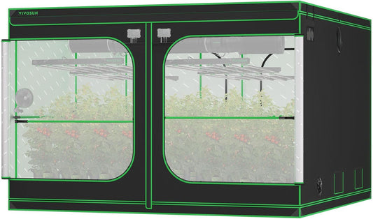 VIVOSUN P108 120"×120"×80" PRO Grow Tent, with Thick 1 inch Poles, Strengthened High Reflective Mylar Oxford Fabric, Extra Hanging Bars & High CFM Kit for Hydroponics Indoor Plant for VSFD6500×4