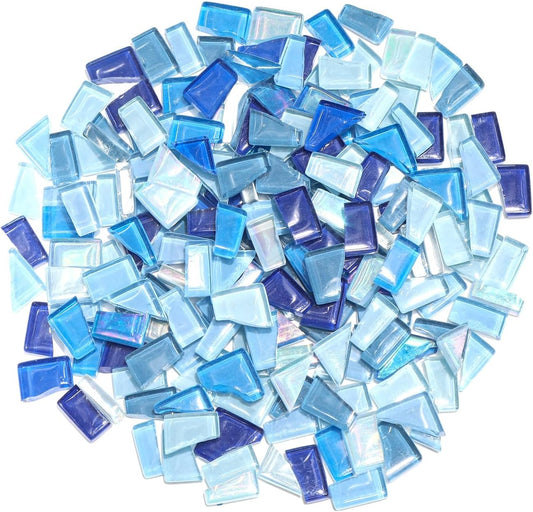 Blue Mixed Irregular Mosaic Glass Mosaic Tiles Pieces, 300 Grams Mosaic DIY Set Adult Mosaic Set, Mosaic Crafts Mosaic Making Supplies.