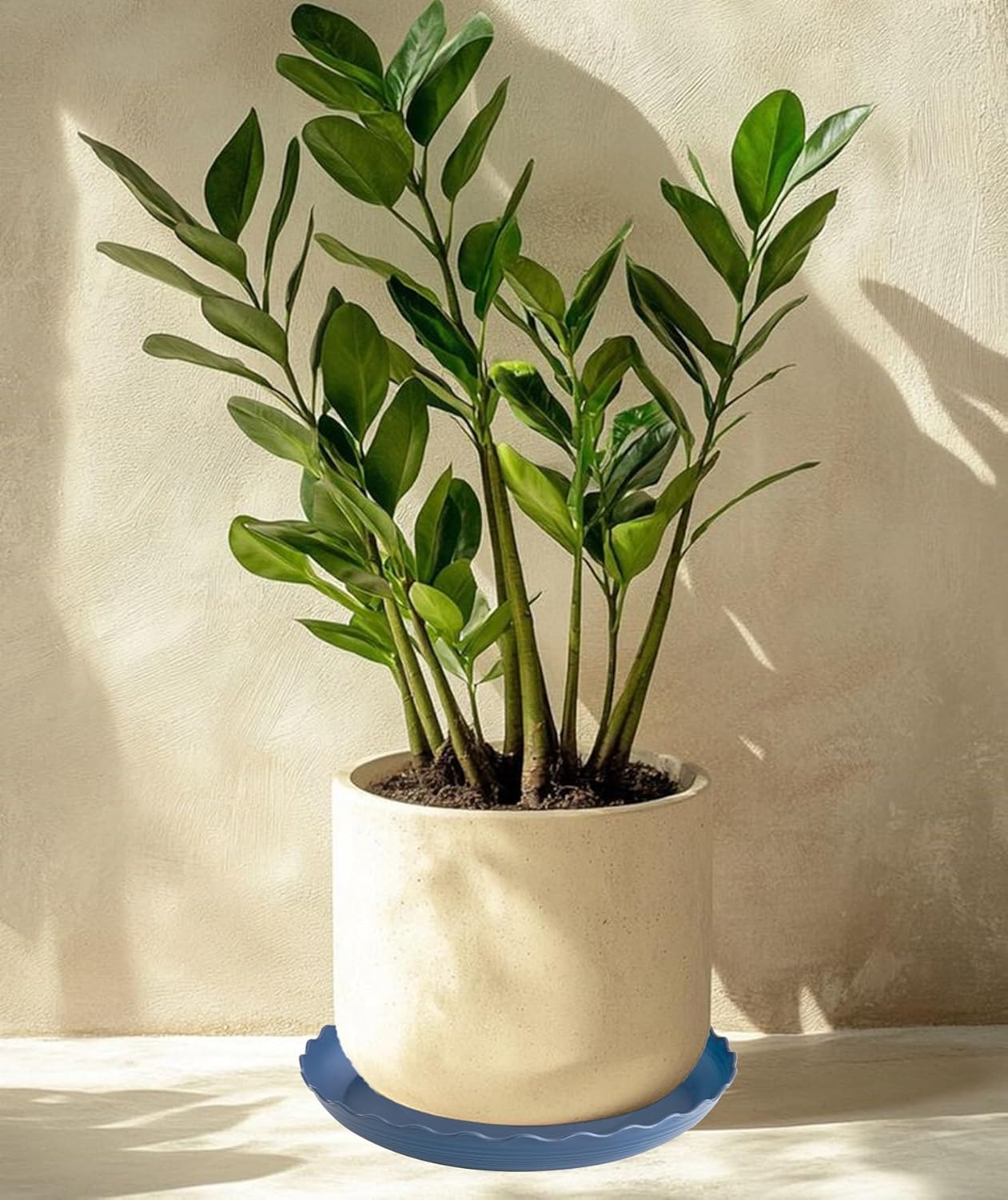 2 Pack of 14 inch Plant Saucer Plant Tray, Plastic Plant Saucer, Heavy Duty Plant Tray for Pots, Plant Saucers for Indoors Planter, Garden Water Plate Bowls for Gallon Grow Bags (Blue)