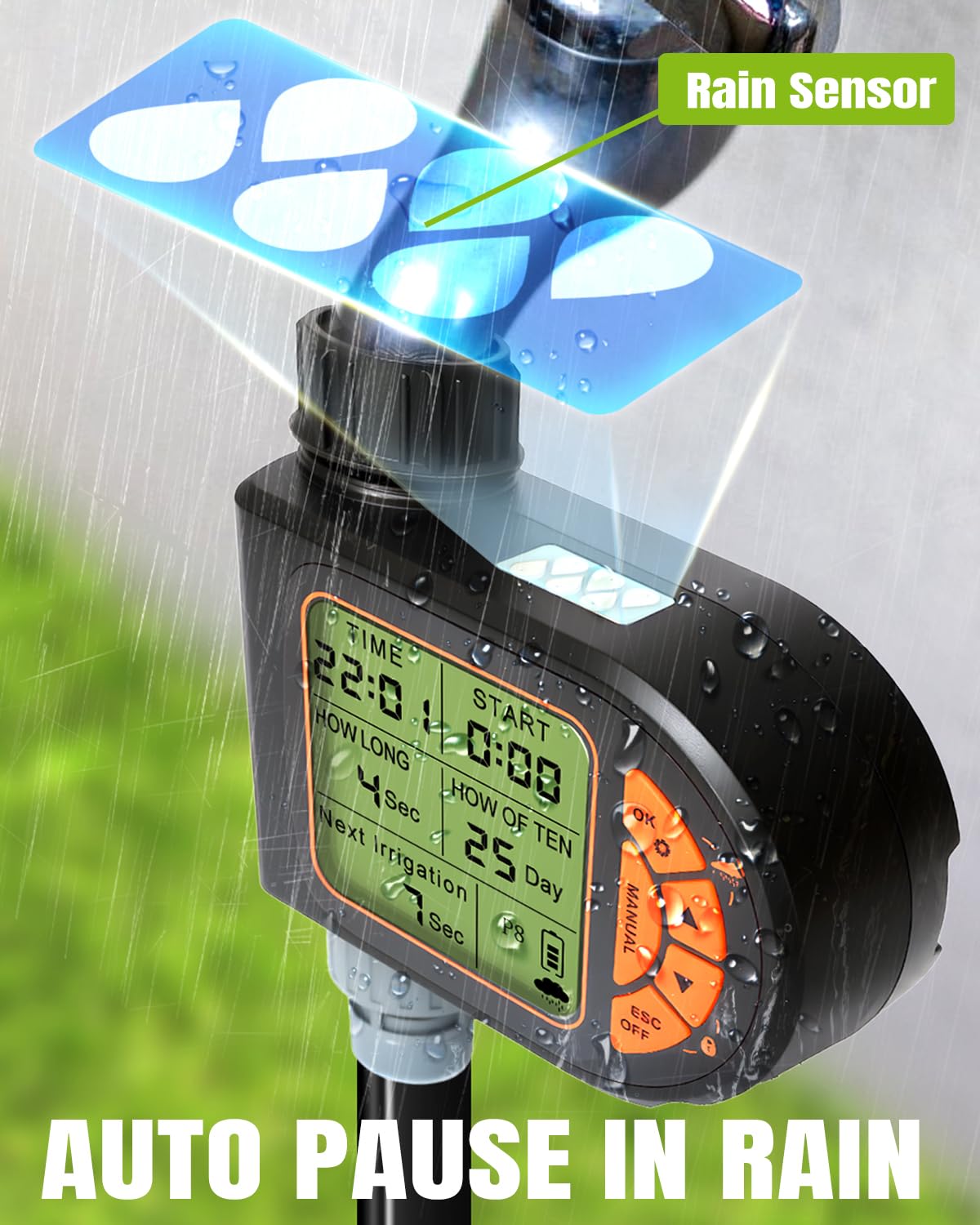 Breeze Touch 120FT Automatic Drip Irrigation Kits with Garden Timer, Garden Watering System for Lawn, Quick Connector Design Irrigation System Kit with Easy Programmable Water Timer