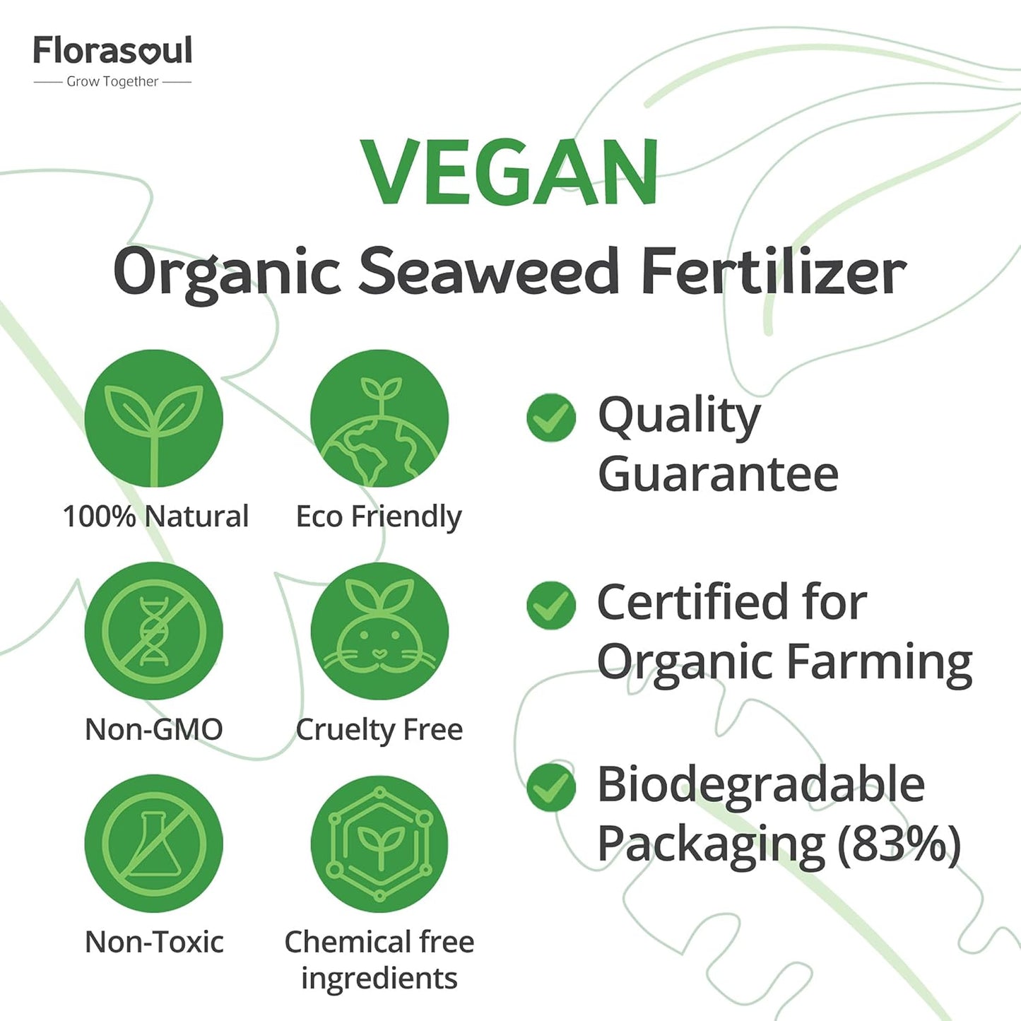 Florasoul® Plant Booster – Organic Vegan Fertilizer for Self-Sufficient Gardeners! All-Purpose, Nutrient-Rich Plant Food for Lush Growth, Vibrant Flowers & Healthy Soil – 100% Natural, Pet-Safe