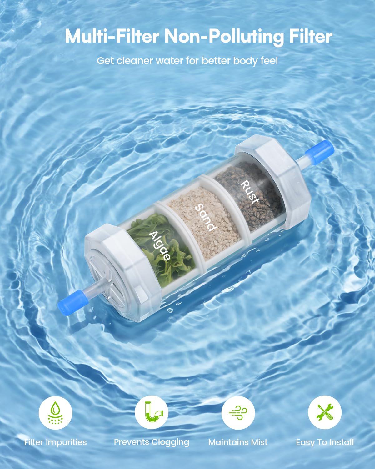 RAINPOINT Misters for Outside Patio - Upgraded 26FT(8M) Misting System Kit with Water Filter for Cooling Outdoor, 26FT Misting Line + 7 Mist Nozzles for Backyard Garden Porch Deck Greenhouse