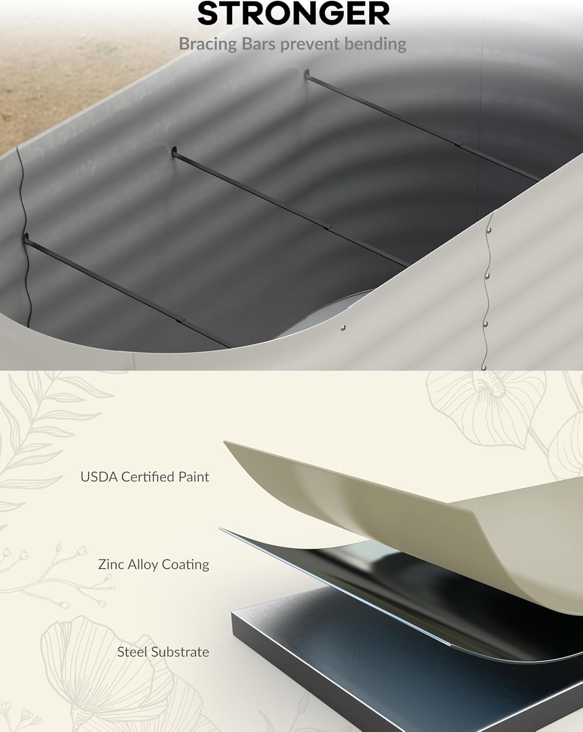 2 Pcs Raised Garden Beds Outdoor 8x4x1.5 ft - Galvanized Steel Planter Box for Vegetables, Flowers, Rust-Resistant Garden Box, Easy Assembly Raised Beds, Durable Planters for Outdoor Plants, Beige