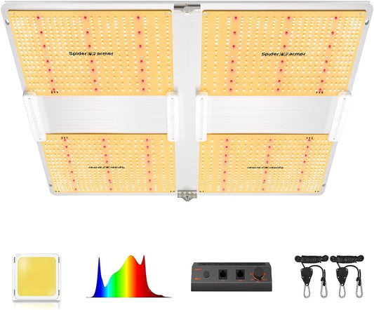 SPIDER FARMER SF7000, Samsung LM301B Diodes Led Grow Light, Full Spectrum Plant Grow Light, 650W Dimmable & High Efficiency & Uniform PPFD Commercial Lamps for Seedling Veg & Bloom In 5x5 Grow Tent