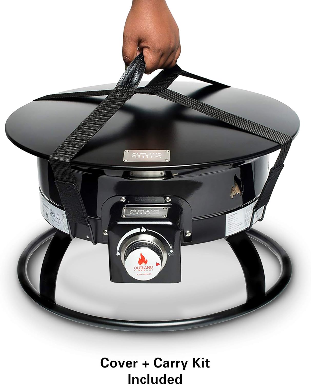 Outland Living Portable Propane Fire Pit, 19-inch, 58,000 BTU with Fire Pit Cover & Carry Kit, Smokeless Gas Firebowl | Perfect for Camping, Patio, Backyard, Tailgating, Deck, RV| Black 893 Deluxe