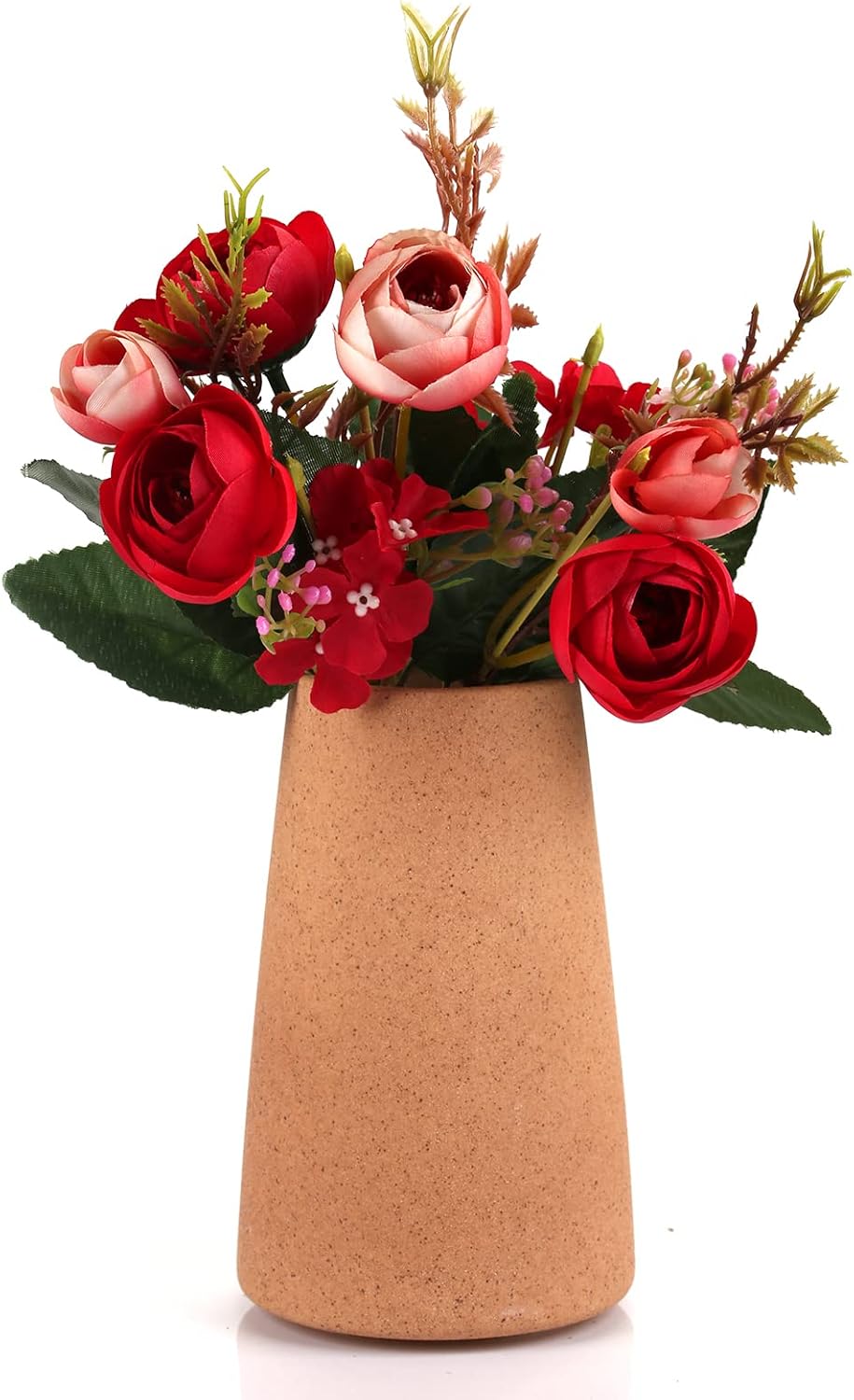 Simple Vase for Flowers Plants, Matte Vases for Modern Table Shelf Home Decor Wedding Boho Decor, 6" H Frosted Elegant Ceramic Vase for Pampas Grass Fluffy Stem Bouquet Lavender Flowers (Brown, 2)