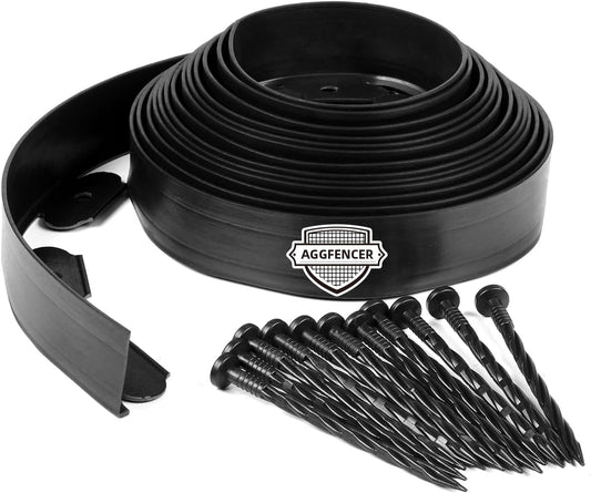 2 in x 60 Ft Garden Landscape Edging, No Dig Garden Edging Border Kit with Spikes for Flower Bed Lawn Yard Grass Black