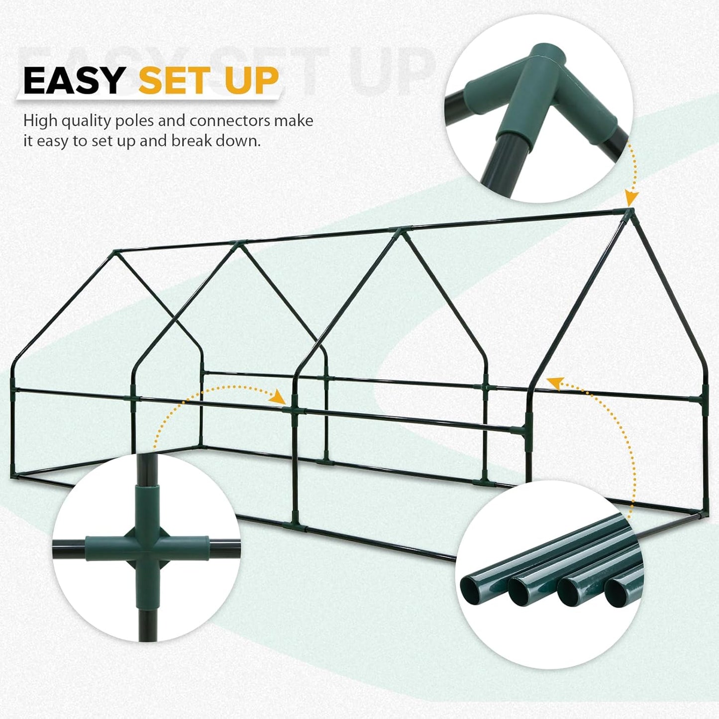 EAGLE PEAK Tunnel Greenhouse Garden Green House with Roll-Up Zipper Doors, Portable 96"x36"x36", Bubble Film Cover, White