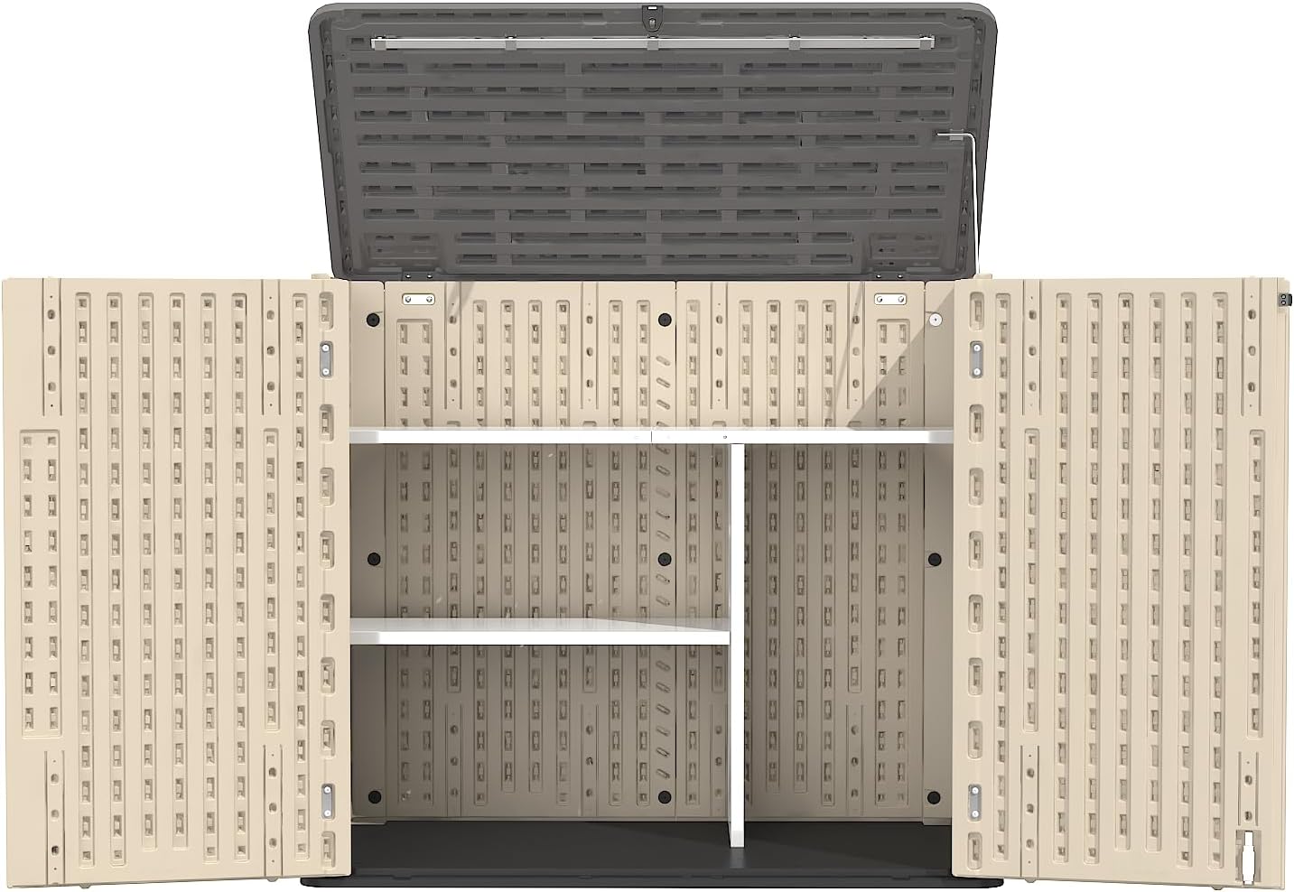Storage Shed Shelf, Weatherproof Metal Shelf for 30 cuft Tool Cabinet, Ideal for Outdoor Use, with Screw and Nuts Easy Assembly, 45.6''L×13.2''W×30.1H, White