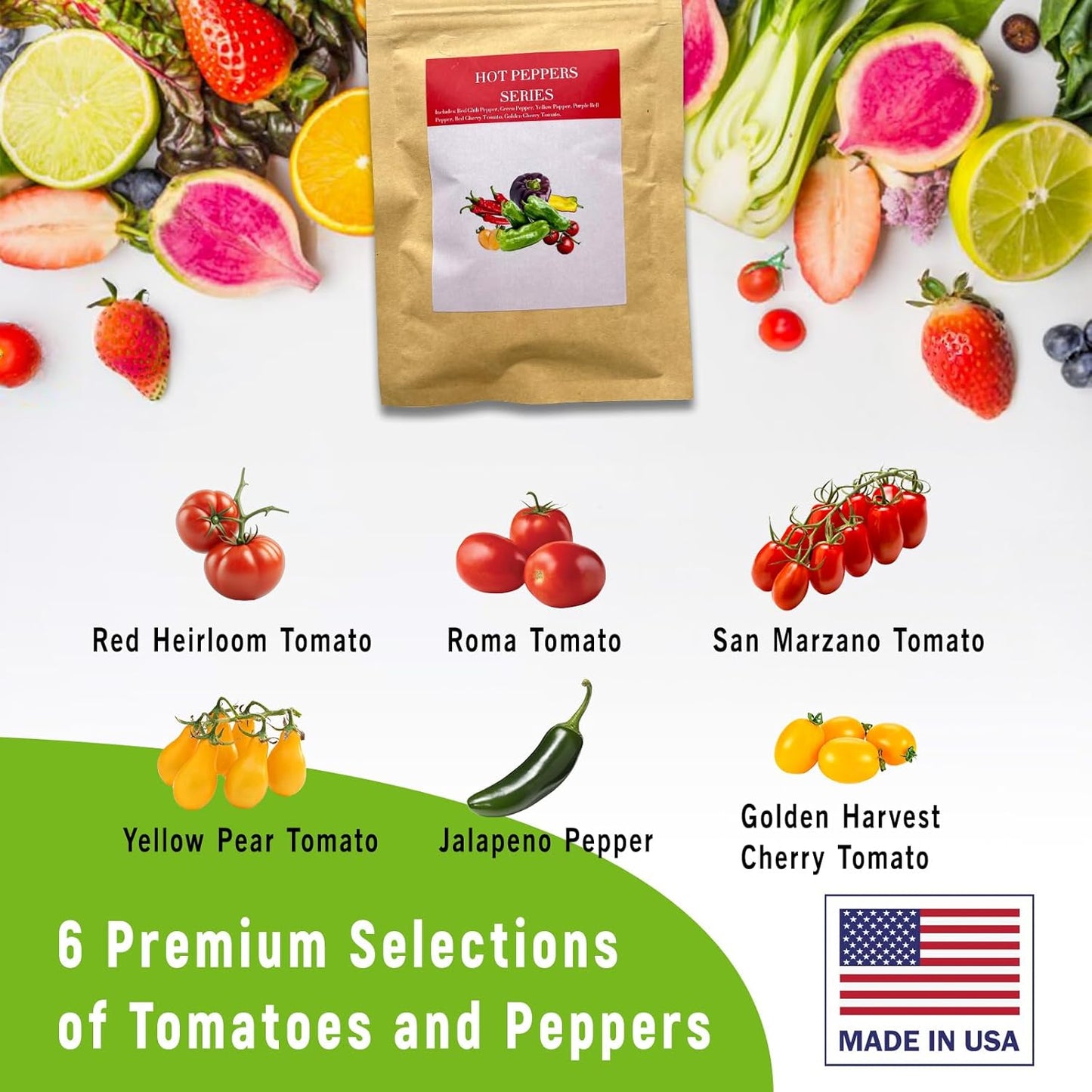 Heirloom Tomato Seed Pod Kit for AeroGarden, idoo, Ahopegarden, MUFGA with Red Heirloom/Golden Harvest Cherry Tomato, Roma/San Marzano/Yellow Pear Tomato - Compatible with All Hydroponics (7-Pod)