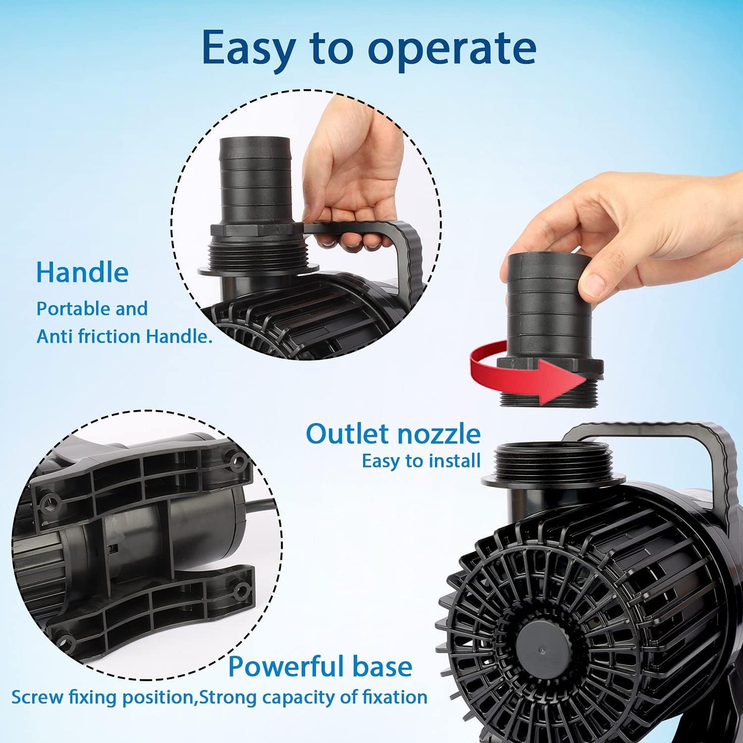 WaterRebirth (5700GPH-305W, UL listed) High Flow Large Fountain Submersible Water Pond Sump Pump Aquarium Electric Waterfall Pump Outdoor PS-5700