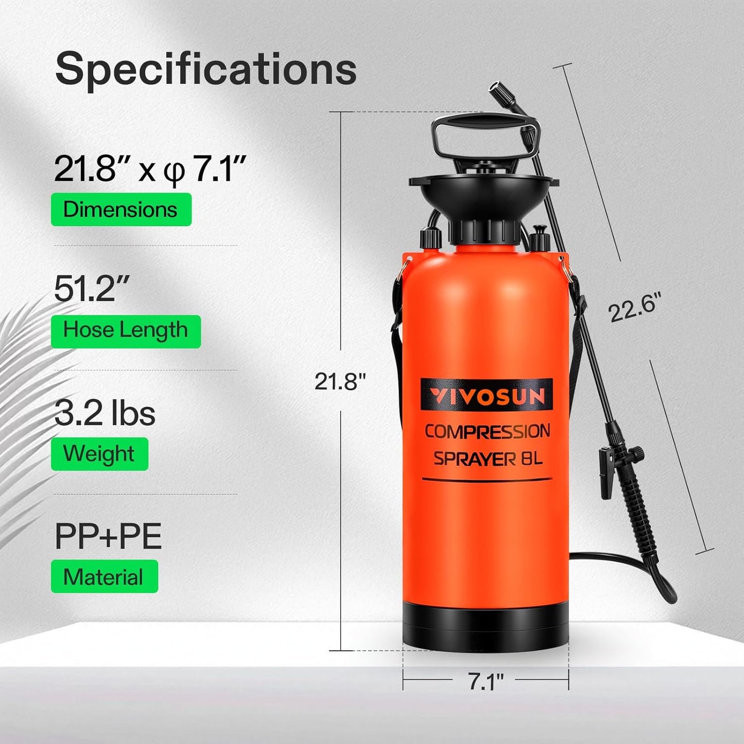 VIVOSUN Pump Sprayer 2 Gallon, Pressurized Lawn & Garden Water Spray Bottle with Adjustable Shoulder Strap, Pressure Relief Valve, for Spraying Plants, Garden Watering and Cleaning