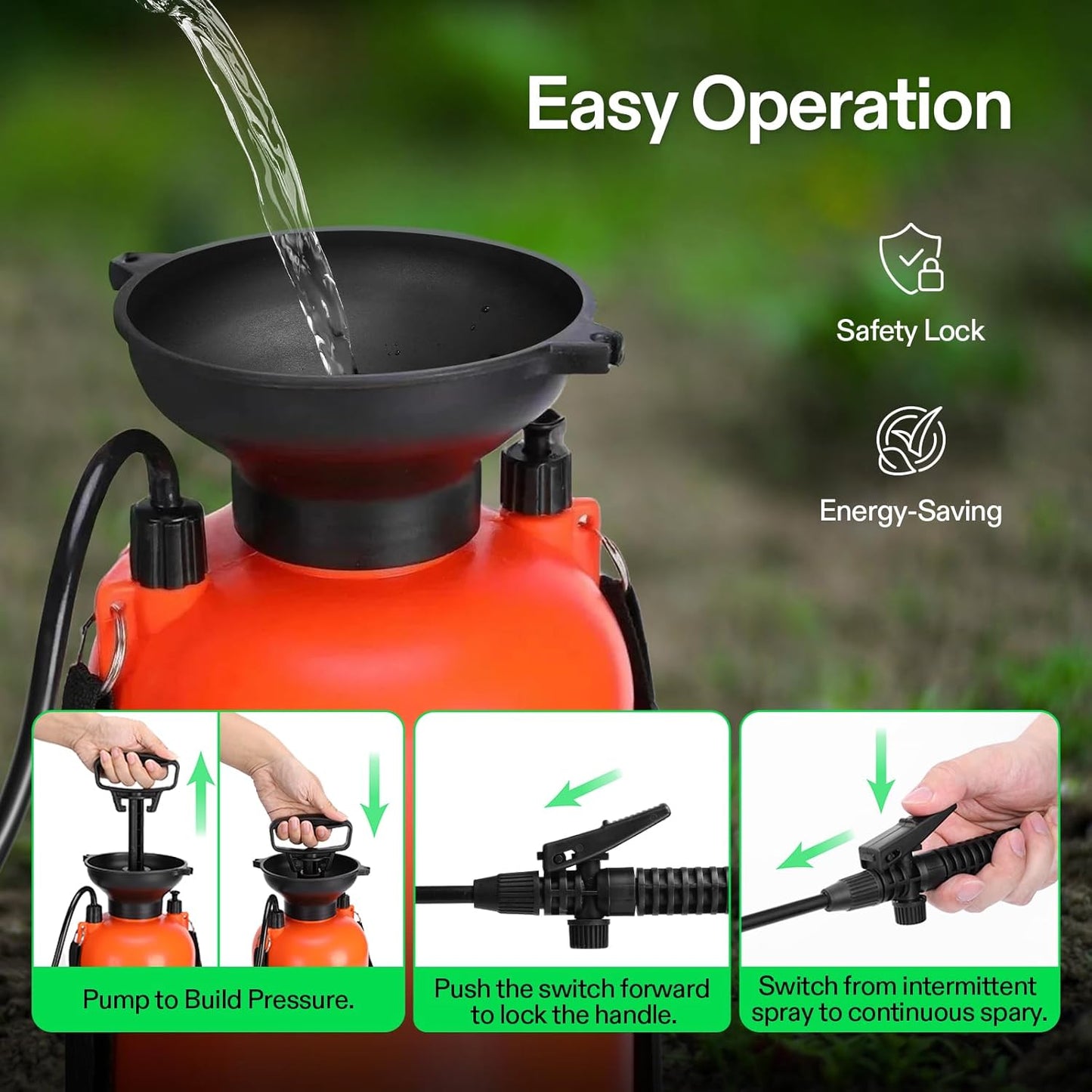 VIVOSUN 0.8-Gallon Pump Pressure Sprayer, Pressurized Lawn & Garden Water Spray Bottle with Adjustable Shoulder Strap, for Spraying Plants, Garden Watering and Household Cleaning