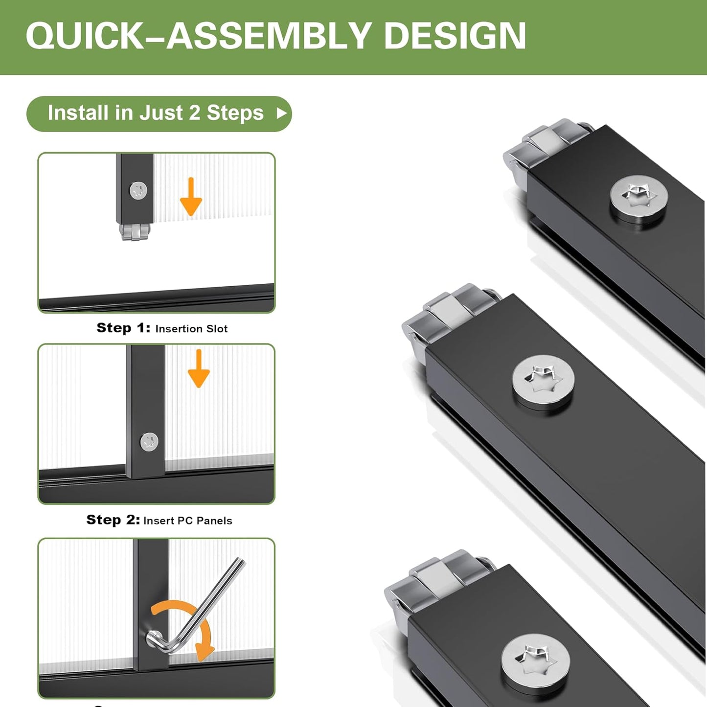 Polar Aurora 4x6 FT Greenhouse, Quick Aluminum Assembly Structure Polycarbonate Greenhouse, Walk-in Greenhouses for Outdoors with Ventilated Windows, Green Houses for Outside Backyard Garden