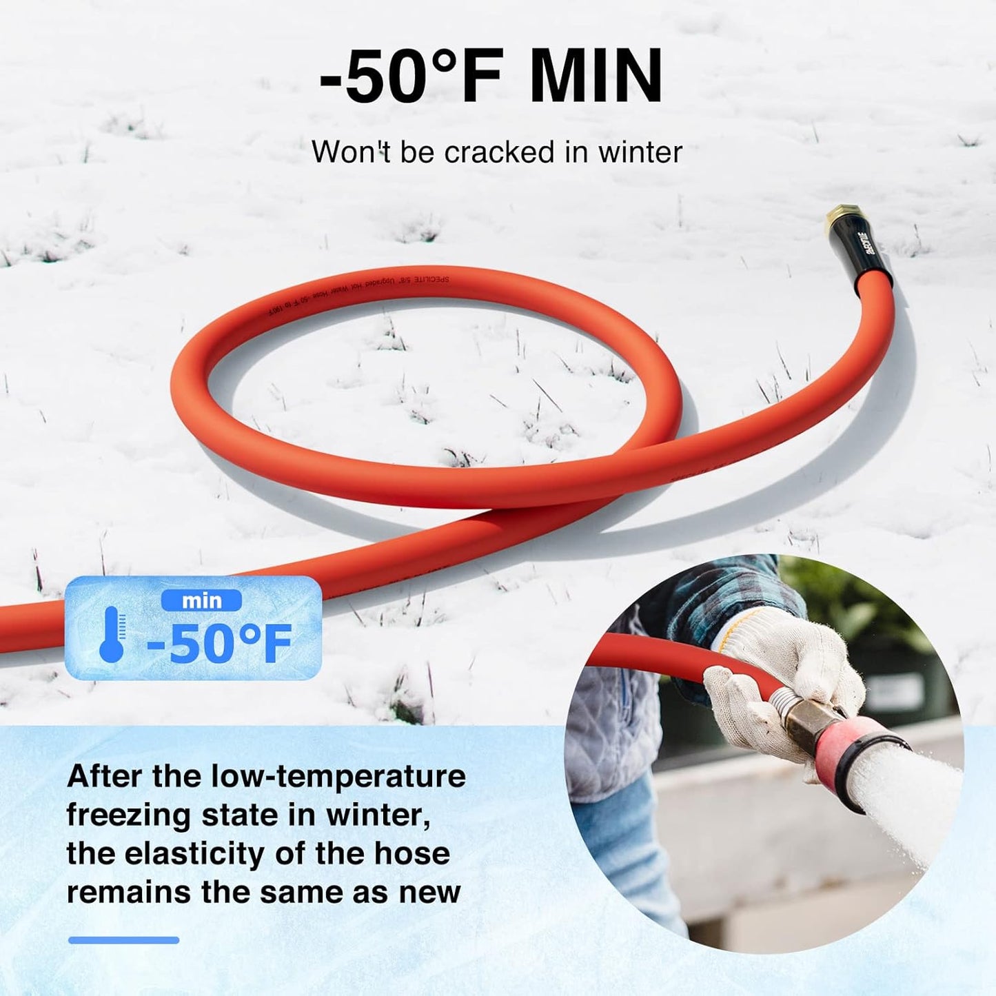 5/8" Hot/Cold Garden Water Hose 150 ft, -50℉-190℉,Flexible & Lightweight With 3/4" Brass Fittings for Yard, Outdoor, Farm, Red