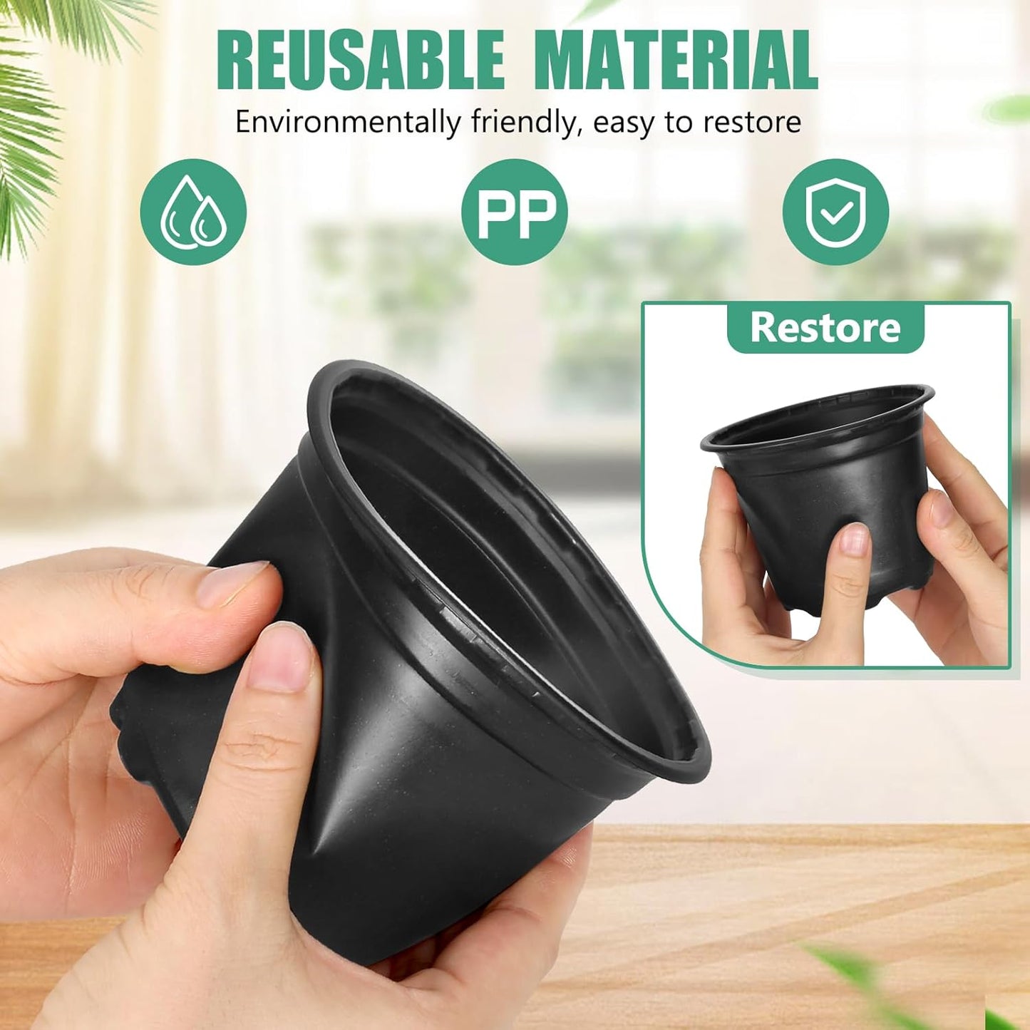 60 Pack 6 Inch Nursery Pots for Plants, Plastic Seeds Starter Pots with Drainage Holes, Small Plastic Plant Nursery Pots for Succulents Seedling Cutting Transplanting (60, 6 Inch)