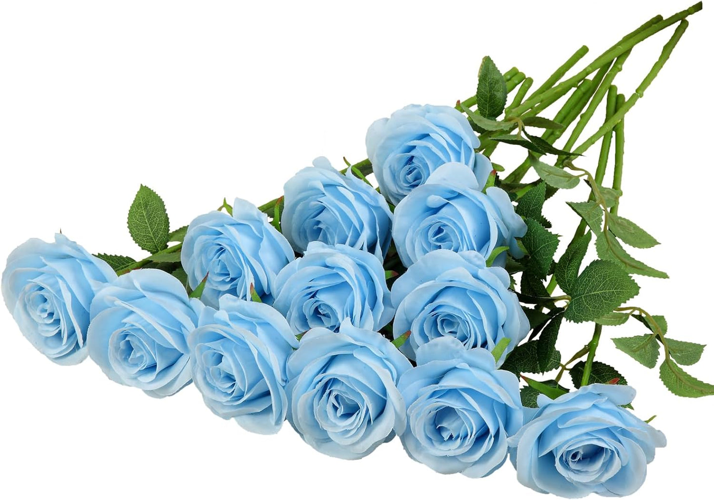 12pcs Roses Artificial Flowers Fake Roses Blue Silk Roses Flowers Rose with Long Stems for Wedding Home Party Centerpieces Decorations