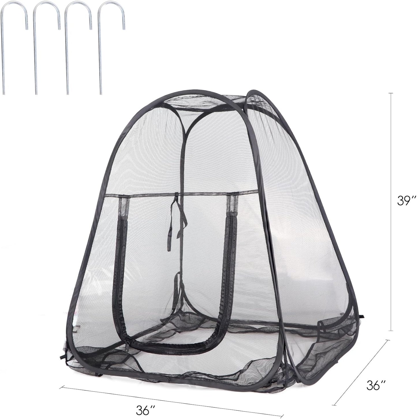 RESTCLOUD Mesh Plant Cover from Animals, Plant Netting Pest Guard Cover, Plant Tent Cage Pop-up with 4 Stakes for Vegetables, Fruits, Flowers (Black, 36 x 36 x 39 Inches)