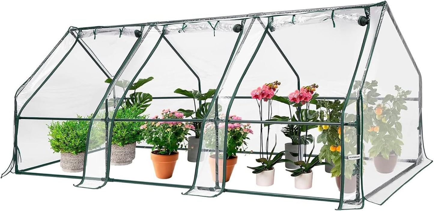 VIVOSUN Portable Mini Greenhouse 94.5x36x36-Inch Tunnels, PVC Cover with Roll-up Zipper Door, for Indoor Outdoor or Garden Plant Growing