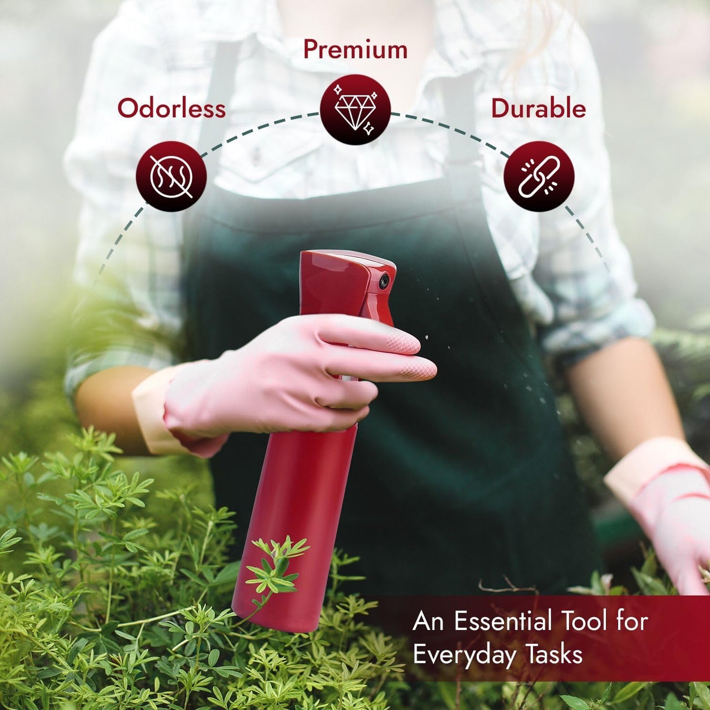 VIGOR PATH Continuous Spray Bottle with Ultra Fine Mist - Versatile Water Sprayer for Hair, Home Cleaning, Salons, Plants, Aromatherapy, and More - Empty Hair Spray Bottle - 300ml/10.1oz (Red)