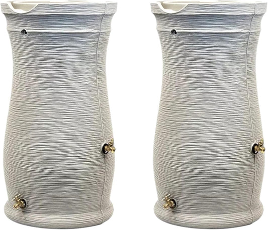 Impressions Corsican Rain Barrel, 50 Gallon, Decorative Textured Design, Sandstone (2 Pack)