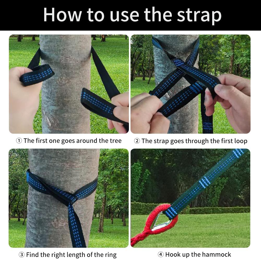 Durable Hammocks 660 Lbs Capacity, Camping Essentials Hiking Gear Accessories Max 2 X Tree Straps & Carabiners & Duckbilled Buckle & Thicker Rope & Portable Carrying Bag Included (red)