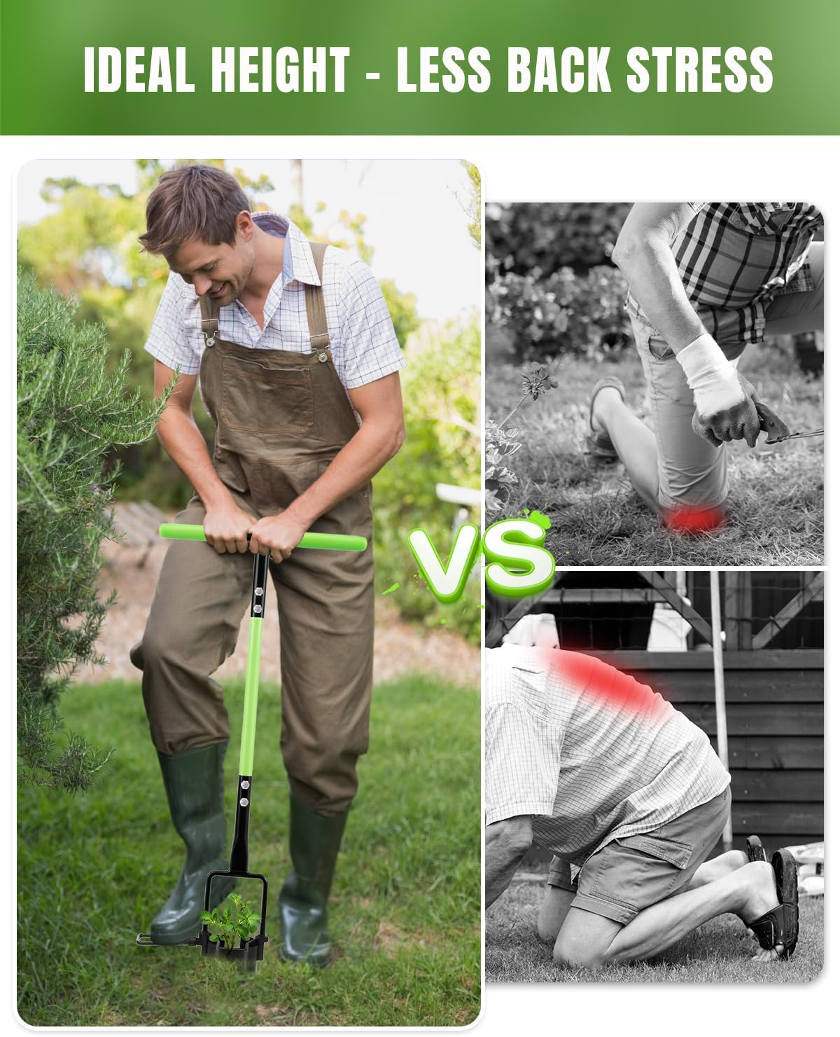 joyhalo Bulb Planter Tool Long Handle, 30in Serrated Base, 5 in 1 Lawn Tool, Sod Cutter, Grass Plugger Tool, Weeding, Transplanting, Garden Hole Digger for Plants, Flower Tulips Daffodils Lily