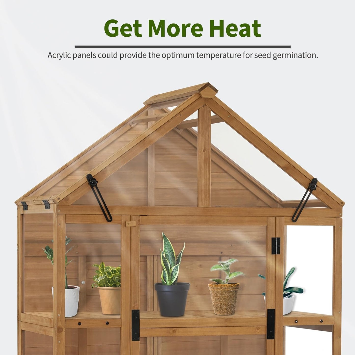 MCombo Wooden Greenhouse Outdoor with Openable Roof Vent and Adjustable Shelves, 0826 (Natural)