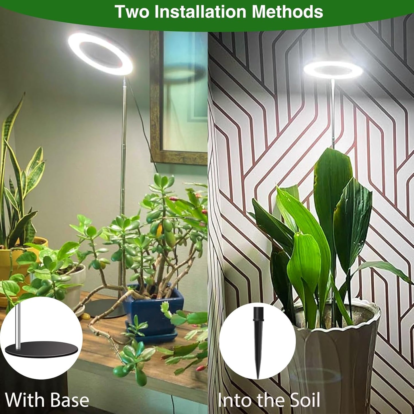 Grow Lights, Full Spectrum Plant Light for Indoor Plants, 2 in 1 Design 6.3in Desktop Growing Lamp with Auto Timer for 6/12/16Hrs,3 Optional Spectrums,5 Brightness,Height Adjustable 9.8"-37.4"