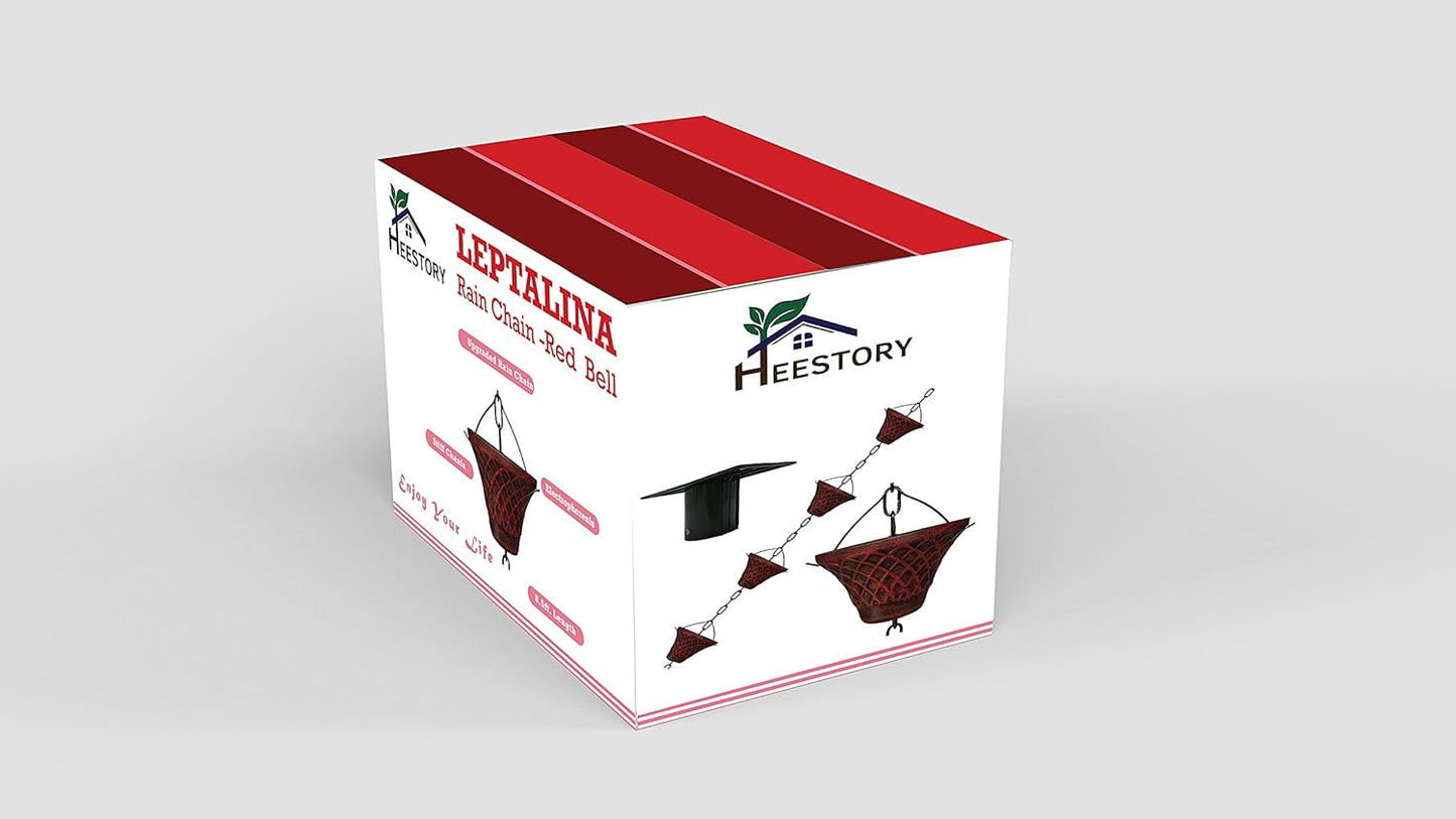 8.5FT Bell Iron Rain Chains for Gutter and Rain Barrel, Rust-Resistant Plated Garden Décor for Downspout, Bonus Rain Chain Gutter Adapter (Antique-Red)