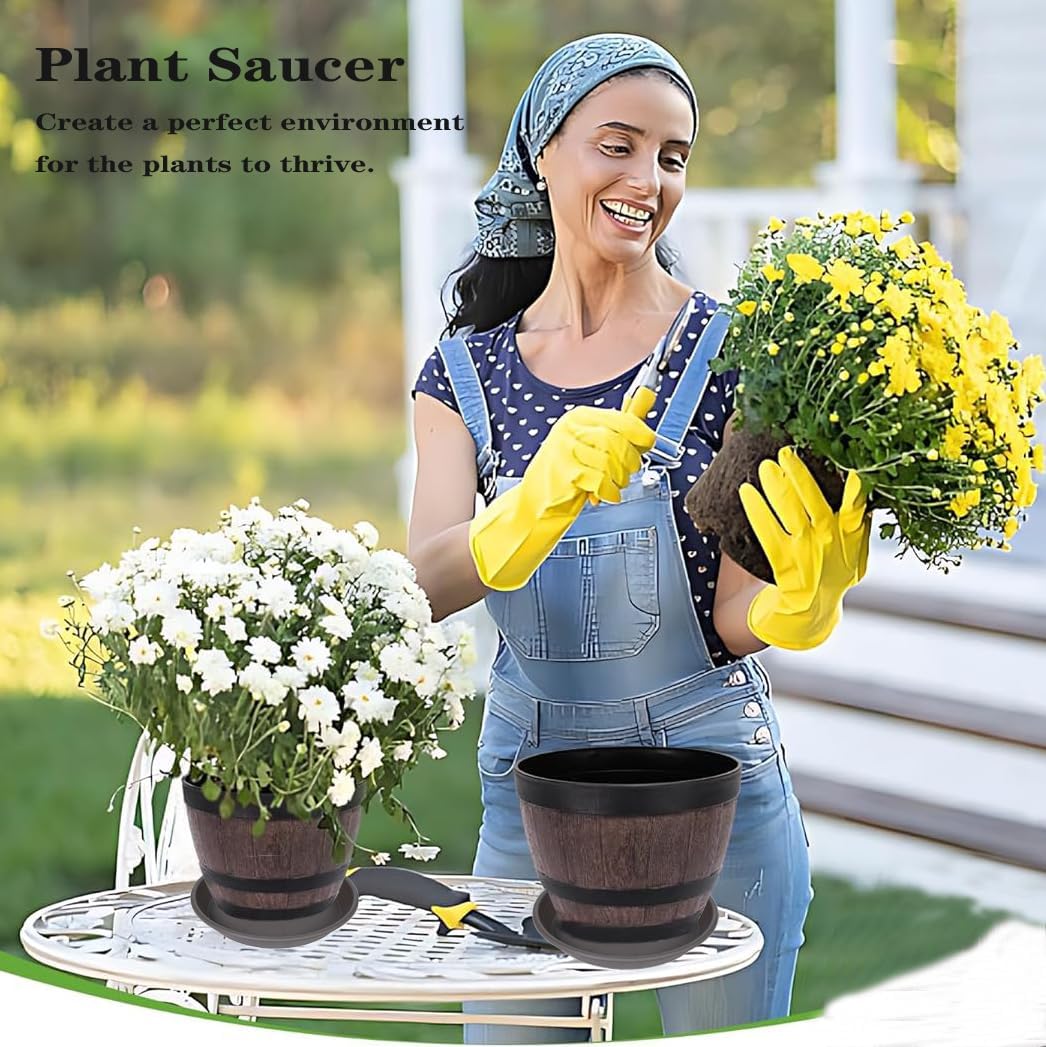 2 Pack of 19 inch Plant Saucer, Large Plant Tray, Heavy Sturdy Plant Drainage Tray for Indoors, Bird Bath Bowls, Sturdy 18 inch Plastic Pot Tray for Planter (Brown)